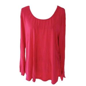 Soma Long Sleeve Scoop Neck Pullover Top Blouse Womens XL Hot Pink Pajama Lounge